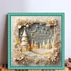 (US Only)Xmas Printed Cross Stitch Kit 40x40cm DIY 11CT Embroidery Craft Set Home Decor