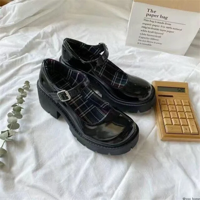 JK Retro Mary Jane Black Bowknot Thick Platform Shoes SP17436