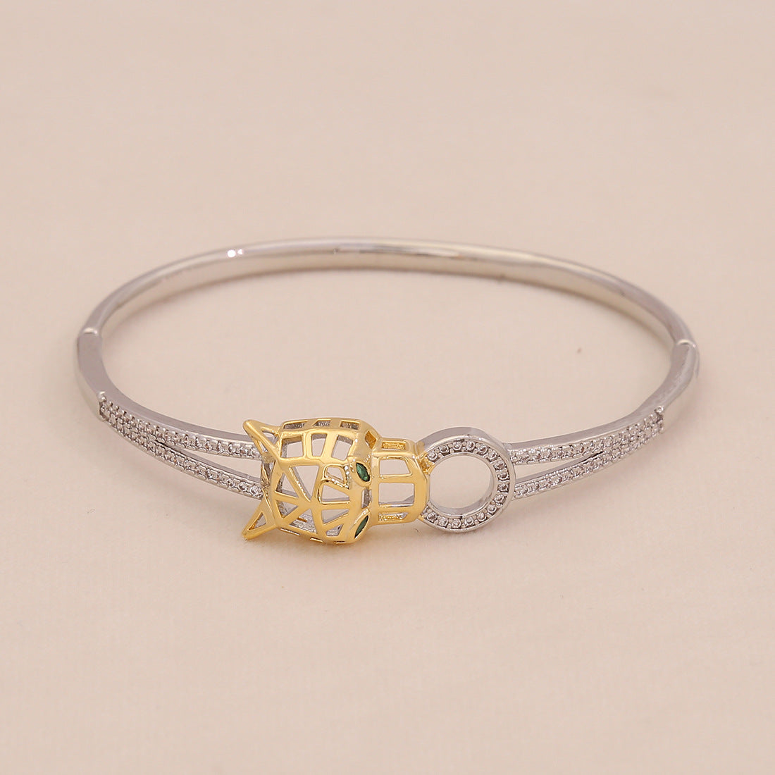 Gold Heart Bracelet Snake-Shaped Leopard Head Copper Micro-Inlaid Bracelet Exclusive For B636