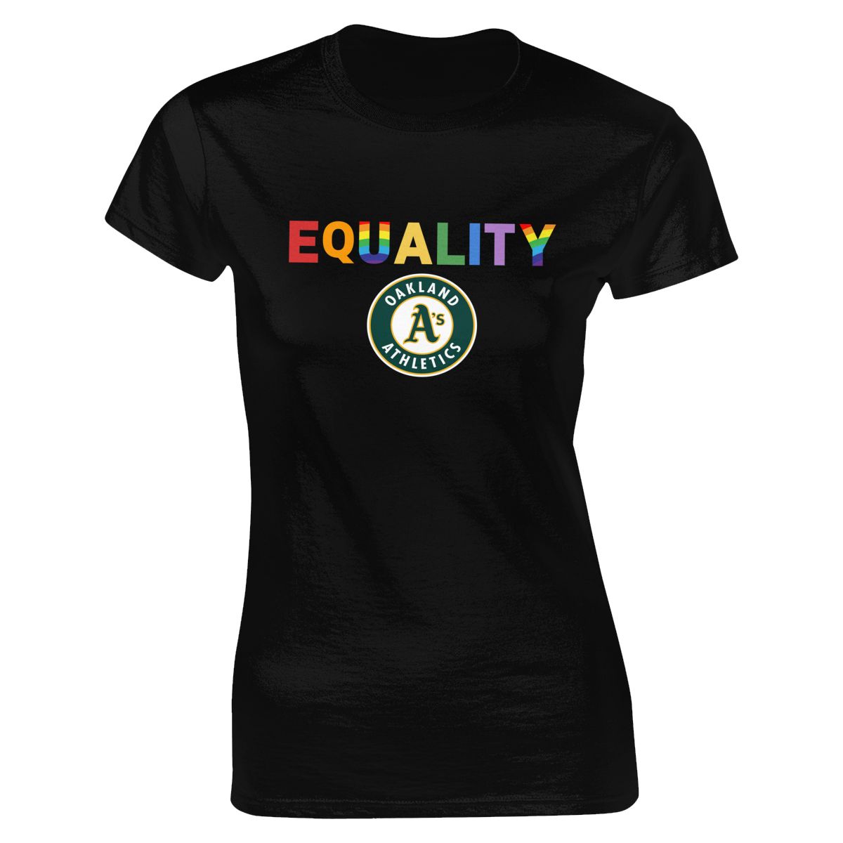 Oakland Athletics Rainbow Equality Pride Women's Crewneck T-Shirt