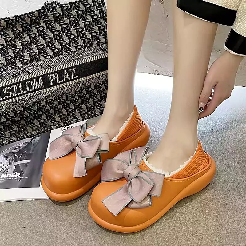 Letclo™ Bow Warm Platform Boots letclo 