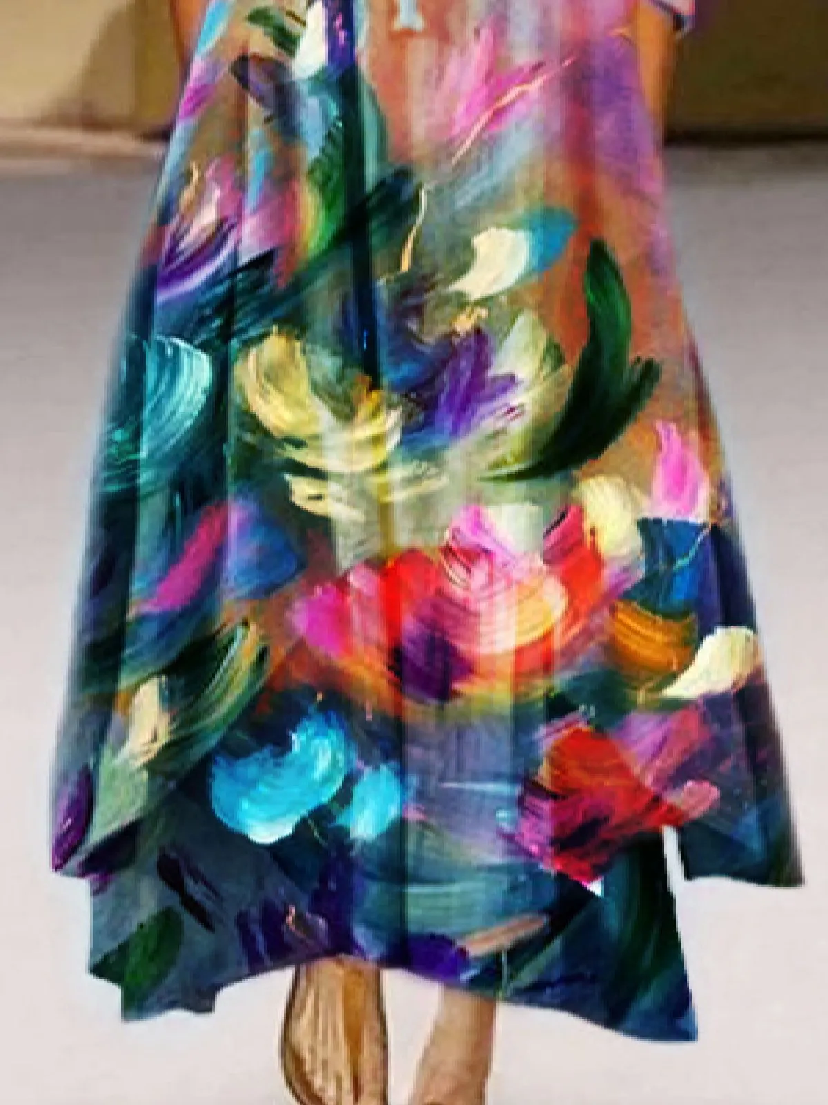 Casual 3/4 Sleeve Printed Weaving Dress