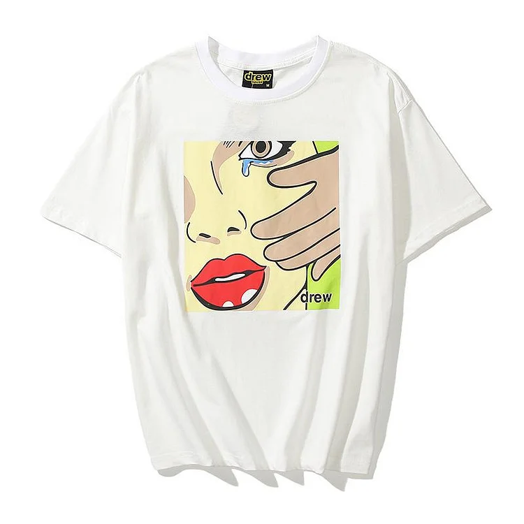 Justin Bieber Drew House Large Size Letters Short Sleeve Tshirt Hip Hop Oversize Half Tshirt