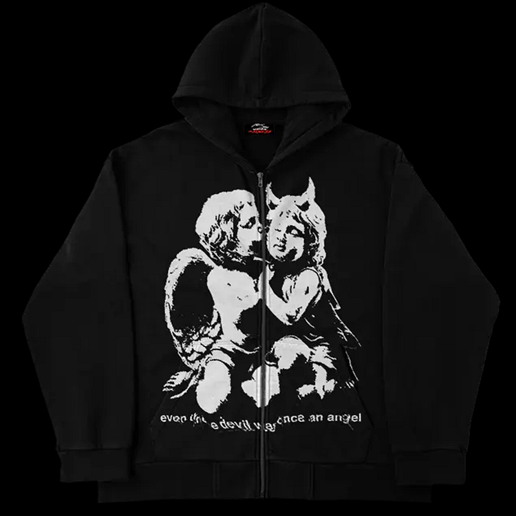 Sopula Angel & Devil Print Zip Up Hoodie