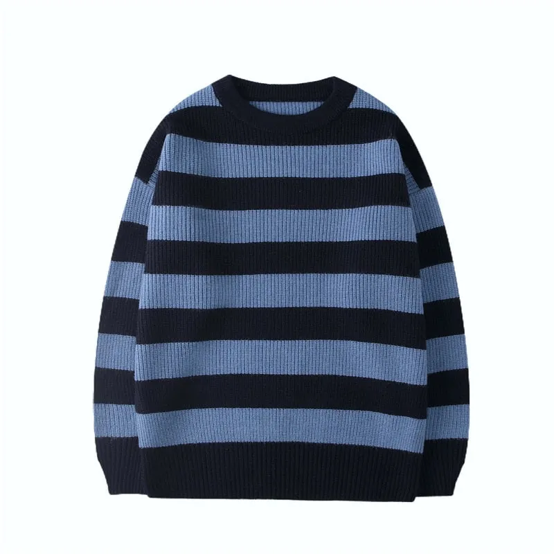 Autumn Winter Knitted Striped Sweater Women Casual Oversized Pullovers Sweaters Loose Warm Jumper Streetwear Teen Knitwear