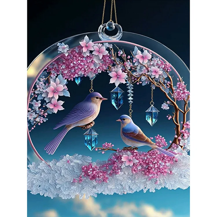 Full Round Diamond Painting - Fantasy Flower And Bird Crystal Wind Chime 30*40CM