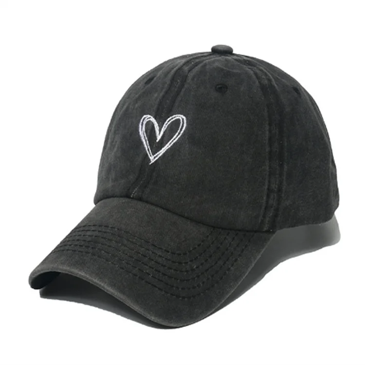 Love Heart Embroidery for Women Men Baseball Cap Sport Adjustable Cap Sun Hat Unisex Solid Color Visor Hat Long Keeper