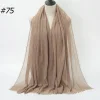 Pleated Linen Cotton Scarf Woolen Edge Women Hijab Shawl