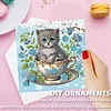 12Pcs Teacup Cat DIY Diamond Painting Greeting Card Kit for Adults Gifts