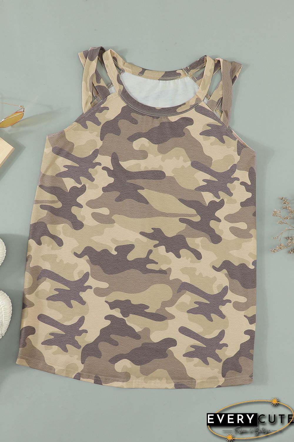 Blank Apparel - Camo Crisscross Shoulder Tank