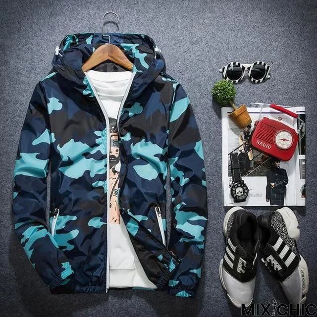 Men Jacket Fashion Men Brand Camouflage Jackets Casual Mens Coat Men's Hooded Luminous Zipper Coats