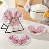 4PCS Diamond Painted Acrylic Pink Wing Placemats Insulated Dish Mats Comes with Mats