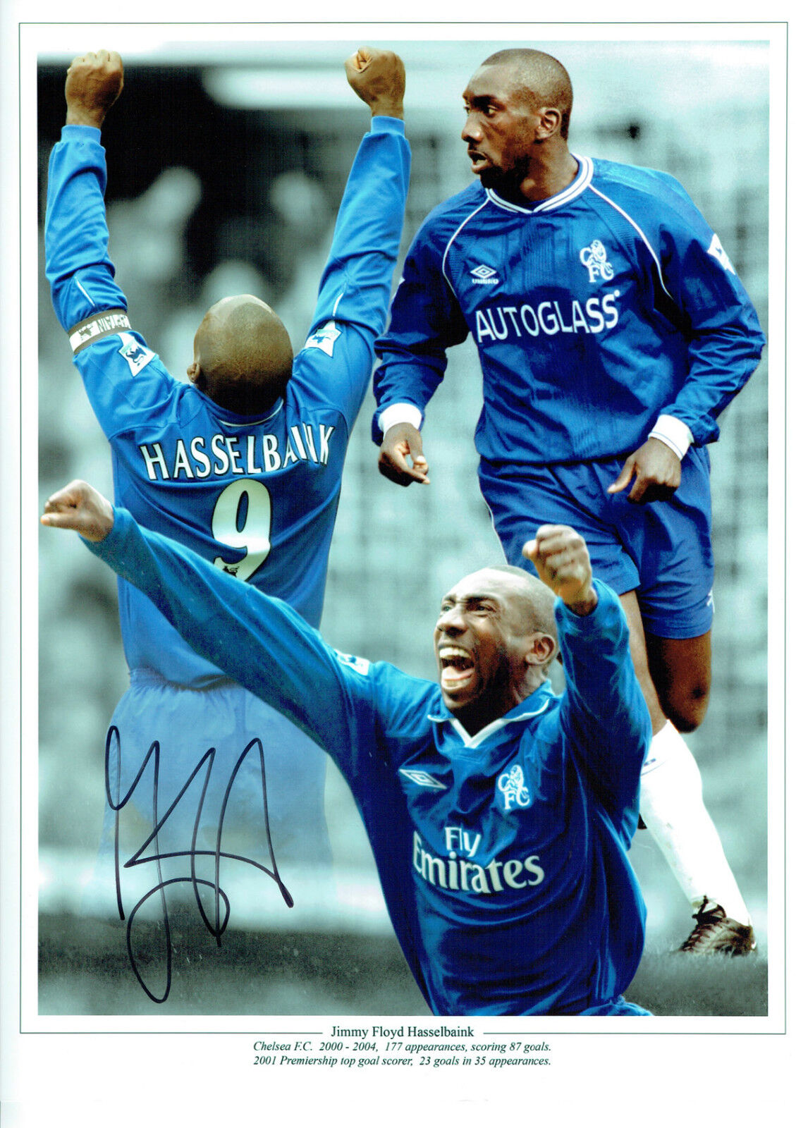 Jimmy Floyd HASSELBAINK SIGNED Autograph 16x12 Photo Poster painting AFTAL COA Chelsea LEGEND