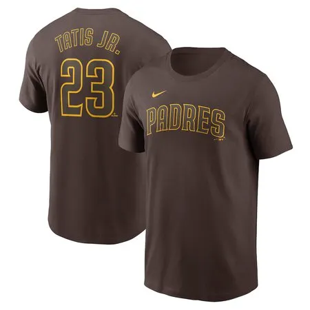 Men's San Diego Padres #23 Fernando Tatis Jr.  Brown Fuse Name & Number T-Shirt