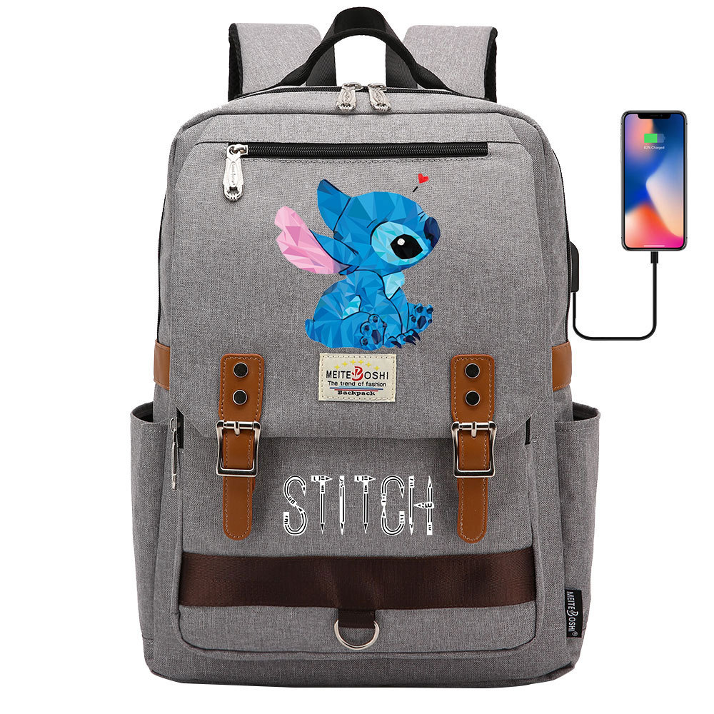 Stylish Lilo & Stitch Backpack with USB Charging and 15-Inch Laptop Compartment - Perfect for School and Travel-Mayoulove