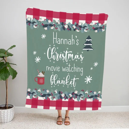 Personalized Christmas Movie Watching Blanket Family Christmas Blanket