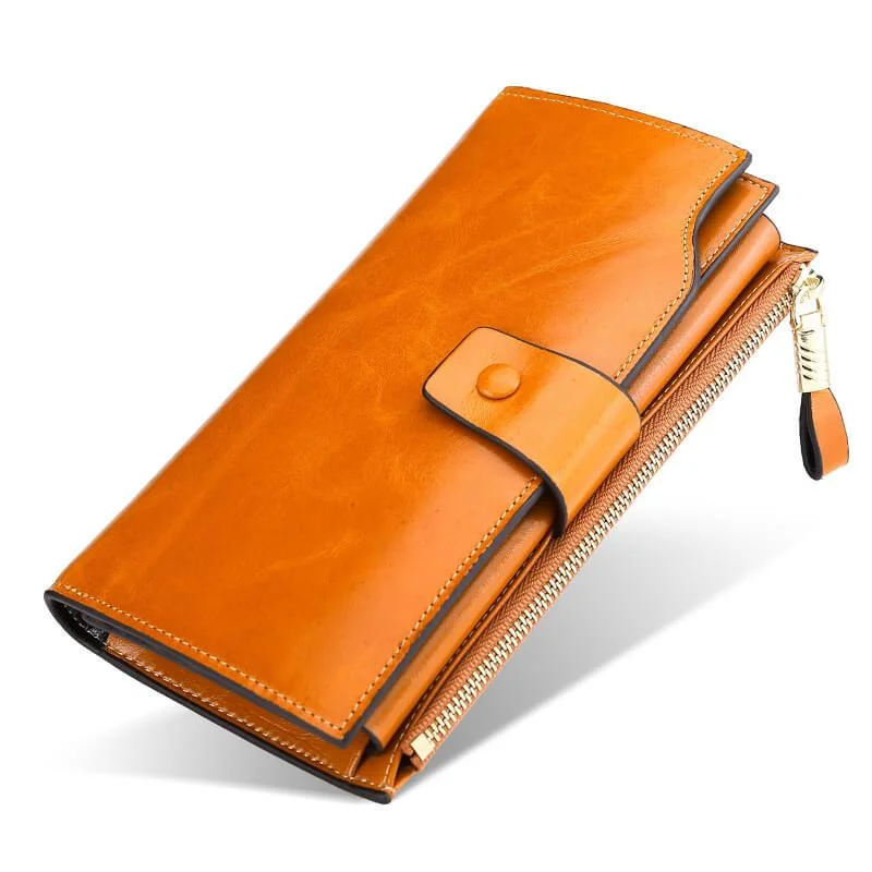 RFID Blocking Genuine Leather Clutch Purse Large Capacity Wallet、、sdecorshop
