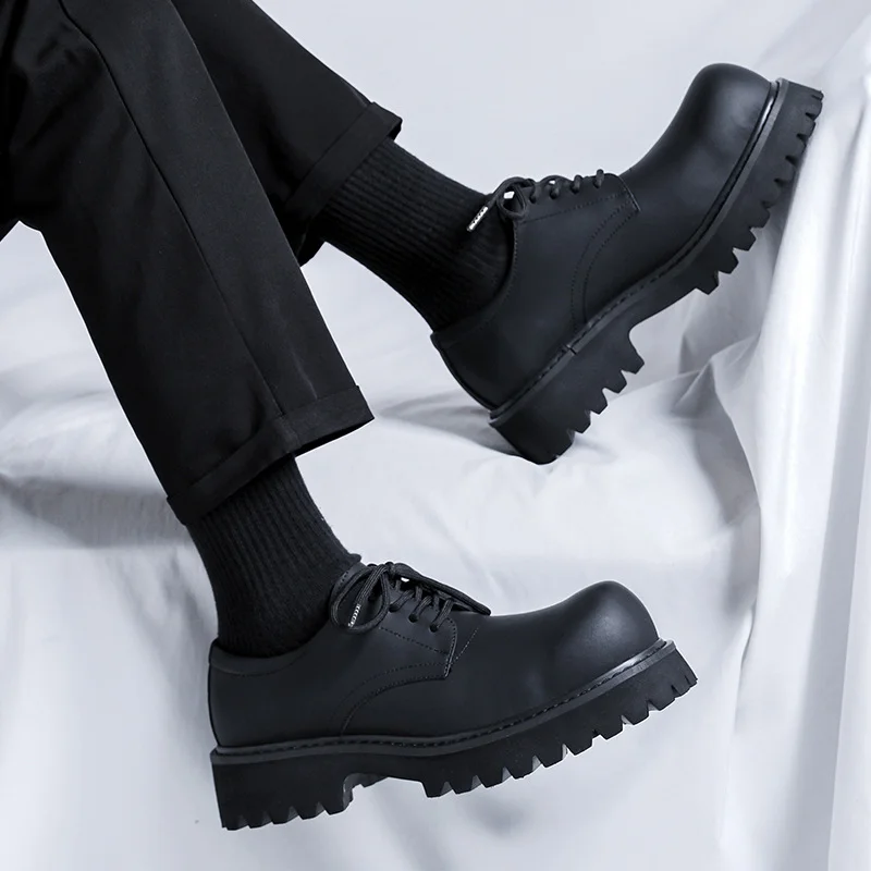 Breakj Breakj Head Derby Shoes Platform Increased Casual Leather Shoes 2023 Autumn And Winter New Daily Commuting Single Shoes 1026-R