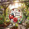 (18.5cm)DIY Acrylic Jigsaw Puzzle Window Hanging with Hanging Chain DIY Stained Glass Decoration Round Window Puzzle Decor for DIY Craft Project (Flower Ladybug)