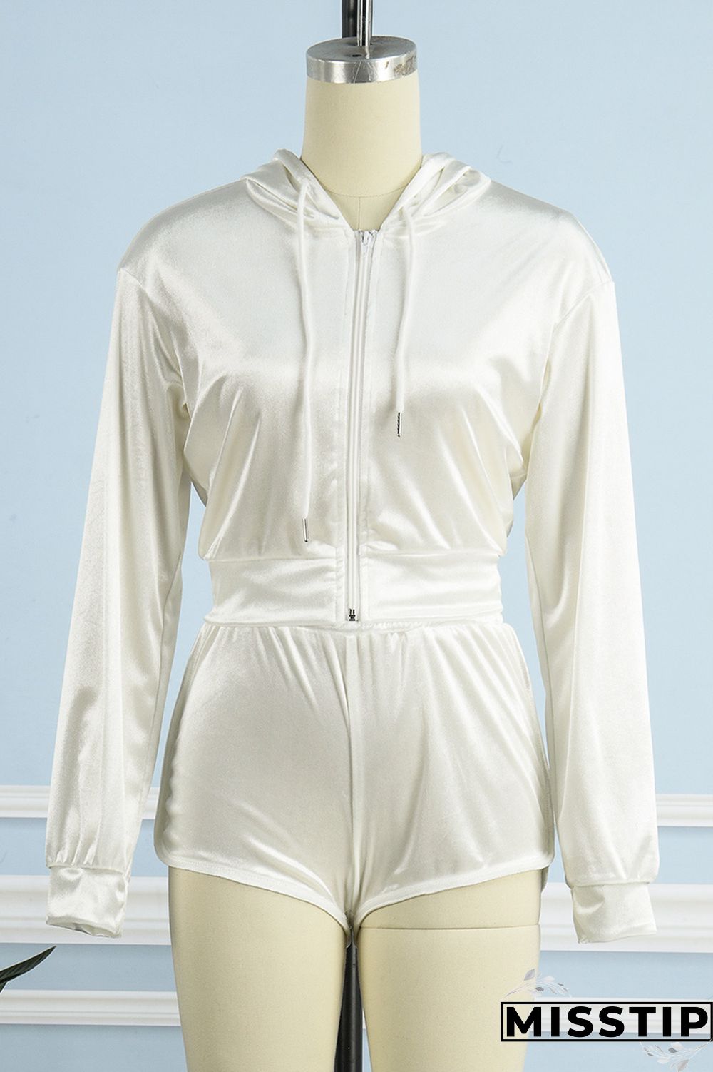 White Casual Solid Patchwork Hooded Collar Long Sleeve Two Pieces