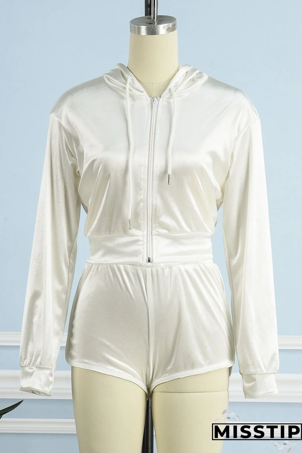 White Casual Solid Patchwork Hooded Collar Long Sleeve Two Pieces