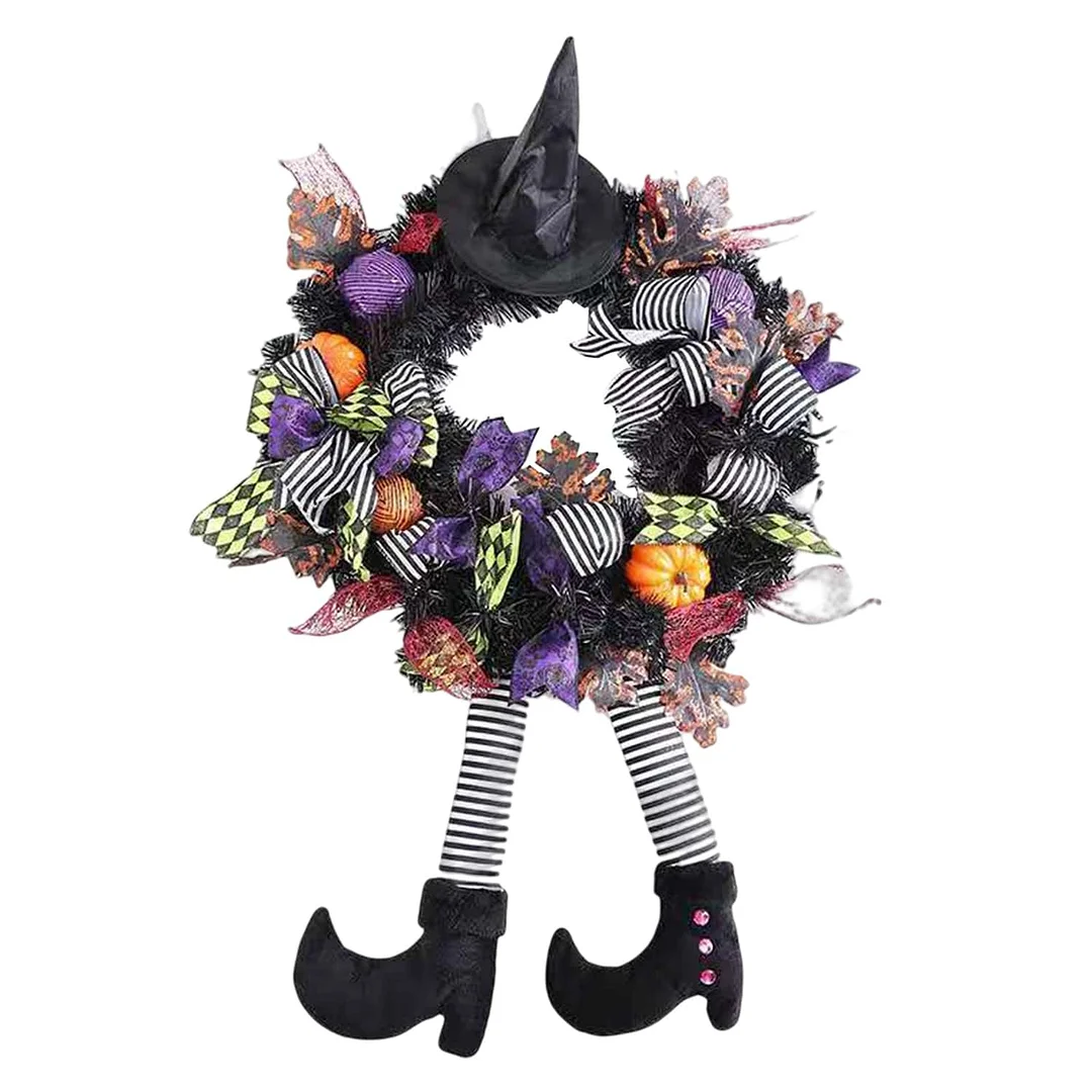 Halloween Wreath Decorations - Witch Decor with Hat Legs Pumpkin 