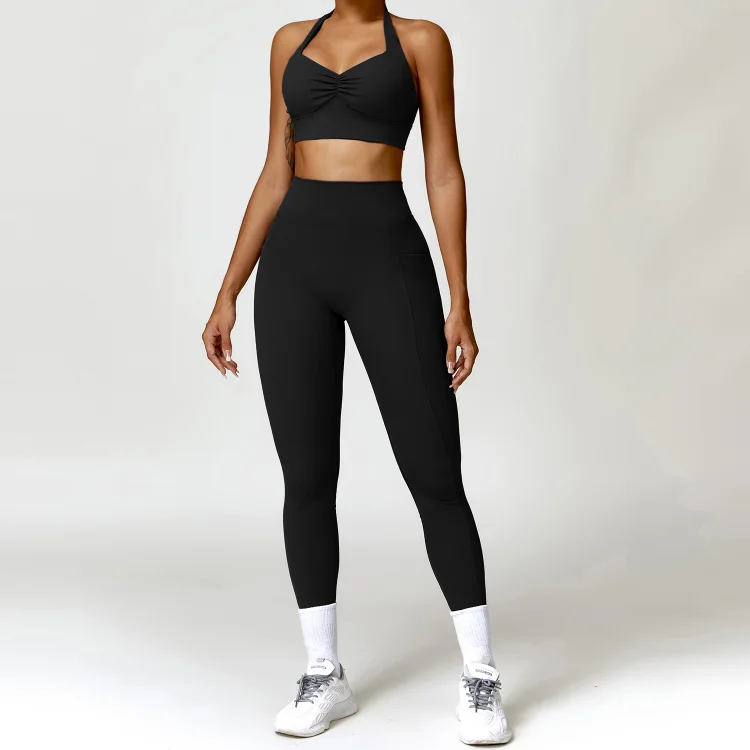 PASUXI Girls Elastic Fitness Yoga Leggings Workout Sports Scrunch Leggings And Bra Set Yoga Sets Fitness Women huanwei