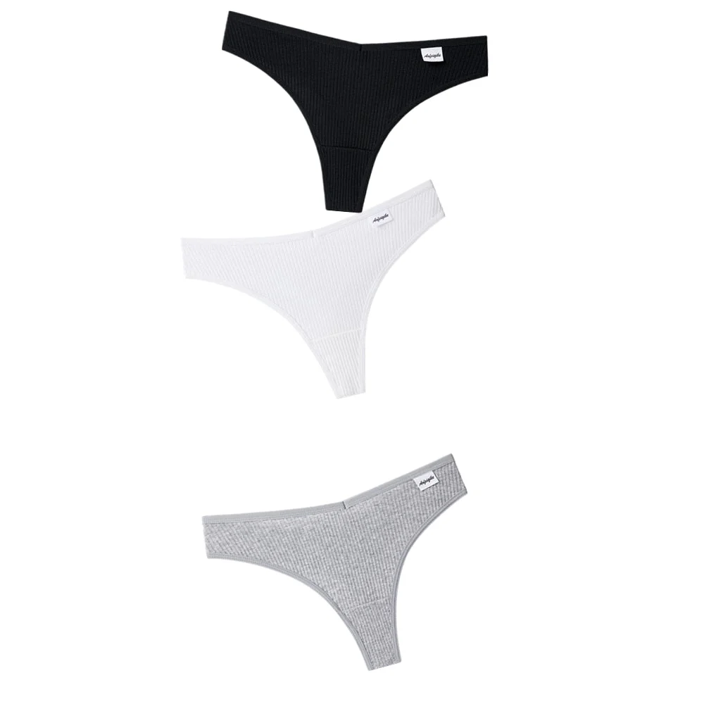 3PCS/Set G-string Panties Cotton Women's Underwear Sexy Panties Female Underpants Thong Solid Color Panty Lingerie T Back Design