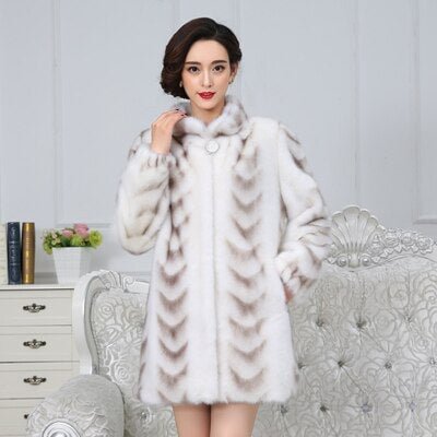 Mink Fur Turn-down Collar Luxury Plus Size 4XL Single Breasted Long Thicken Casual 2021 New Fashion Winter Warm Women Fur Coats