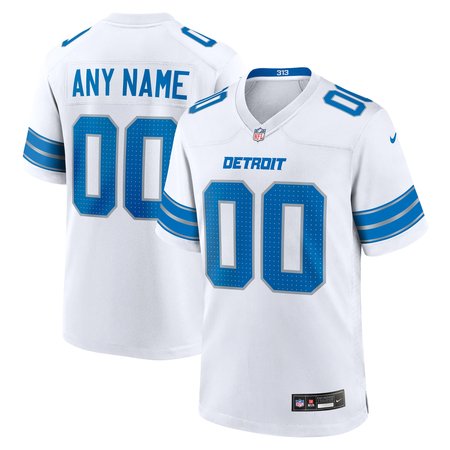 Men's Detroit Lions   White Custom Game Jersey