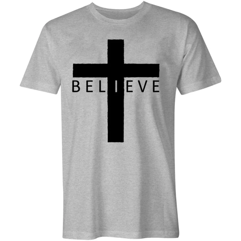 Believe Faithful Cross Printed Men's T-shirt