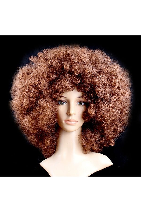 Funny Wild-Curl Up Wig For Halloween Christmas Party Masquerade Brown-elleschic