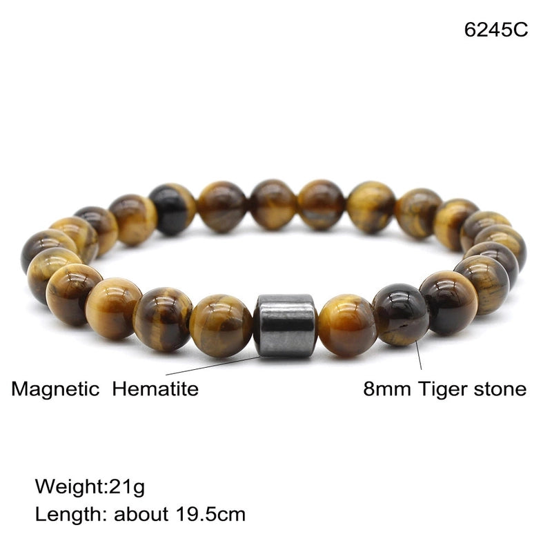 Natural Stone Beaded Bracelet Europe And America Hot Selling Men’s Volcanic Stone Magnetic Black Gallstone Beaded Bracelet