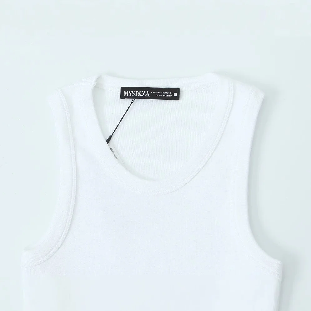 Nigikala Nigikala New Stretch Ribs Simple Sleeveless Collar Top