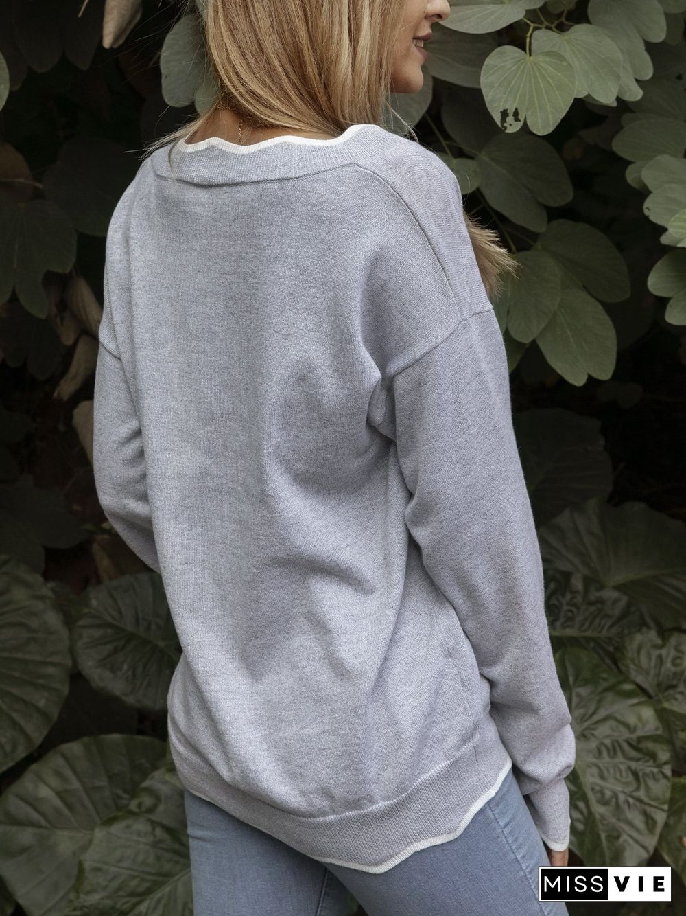 Plus Size Solid Loose Fit Women Pullover Wool Knit Sweaters