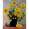 Van Gogh Sunflowers And Black Cat-11CT Stamped Cross Stitch 40*50cm/15.75*19.69in