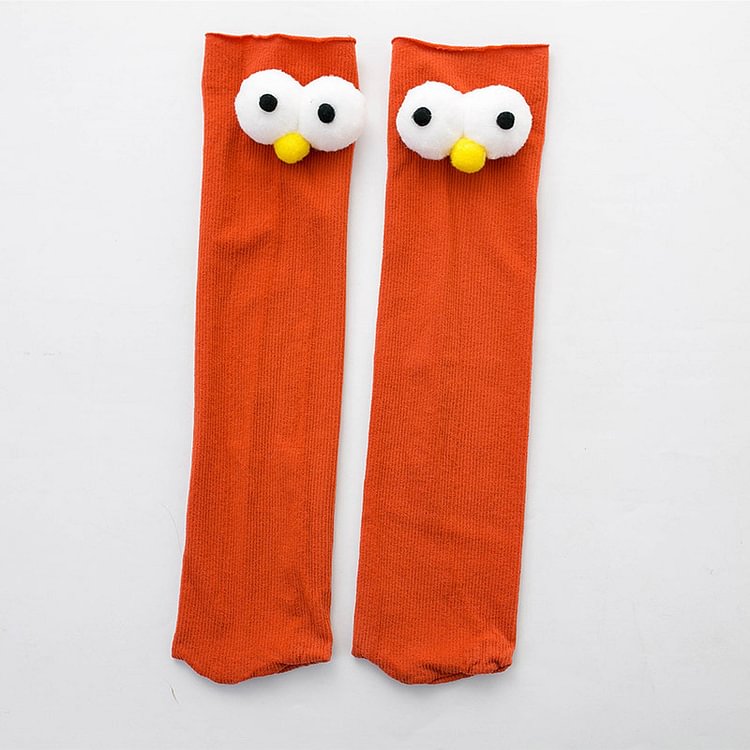 Spring Jacquard Women's Socks Cartoon Three-Dimensional Big Eyes Adult Socks Cute Breathable Velvet Socks Pile Pile Socks
