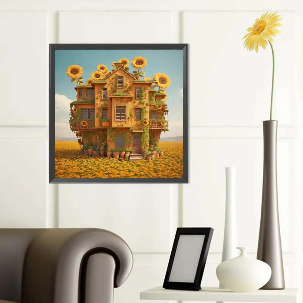 Full Round Diamond Painting 40*40cm - Sunflower House