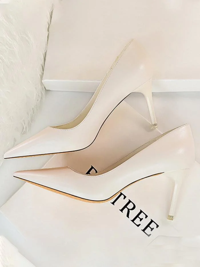 Fashion simple stiletto high-heeled shallow pointy shoes