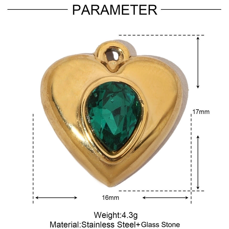 3 PCS/Package 304 Stainless Steel Rhinestones Heart Shape Pendant Jewelry Accessories