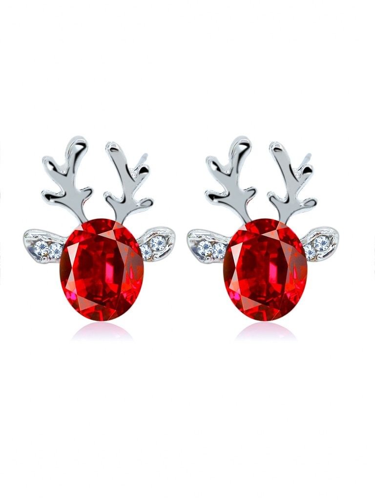 Crystal Gem Antler Stud Earrings