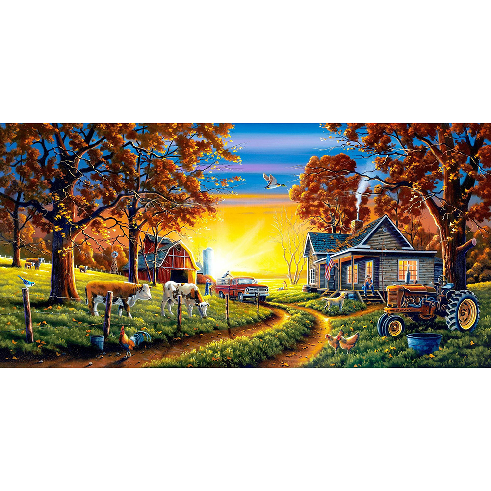 

Cabin Scenery - Round Drill Diamond Painting - 80*40CM (Big Size), 501 Original