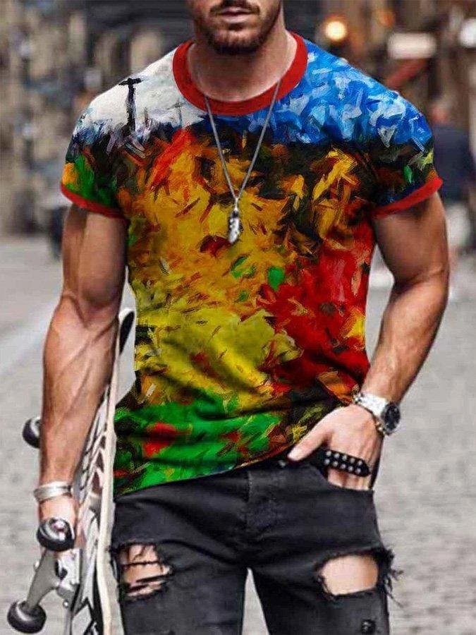 As Picture Crew Neck Statement Abstract Shirts