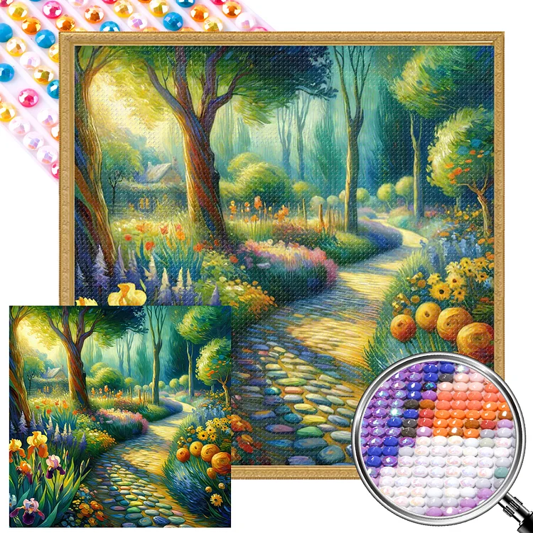 Partial AB Drill - Full Round Diamond Painting - Abstract Garden 40*40CM