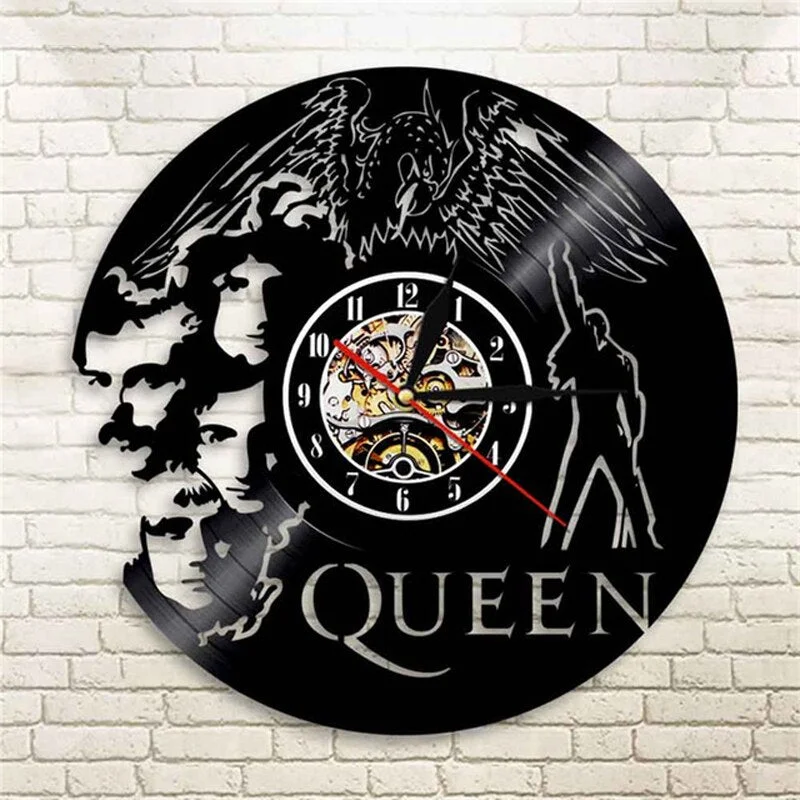 Queen Rock Band Wall Clock Modern Design Music Theme Classic Vinyl Record Clocks Wall Watch Art Home Decor Gifts for Musician