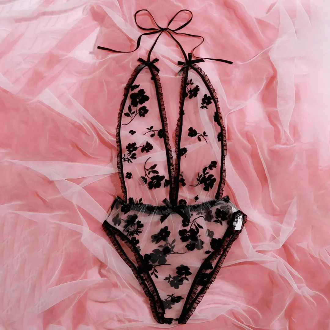 Billionm Plus Size Sexy Lingerie Women's Underwear Bow Tie Deep V Lace Sexy Teddies Porno Erotic Costumes Sex Transparent Lingerie Woman