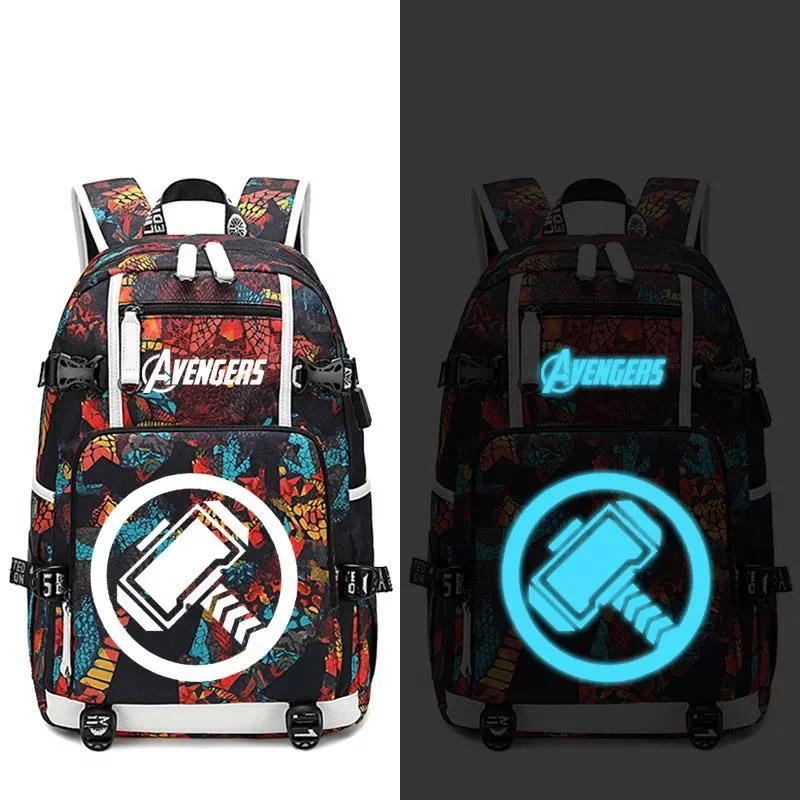 Buzzdaisy Avengers Thor Hammer #3 USB Charging Backpack School NoteBook Laptop Travel Bags Luminous