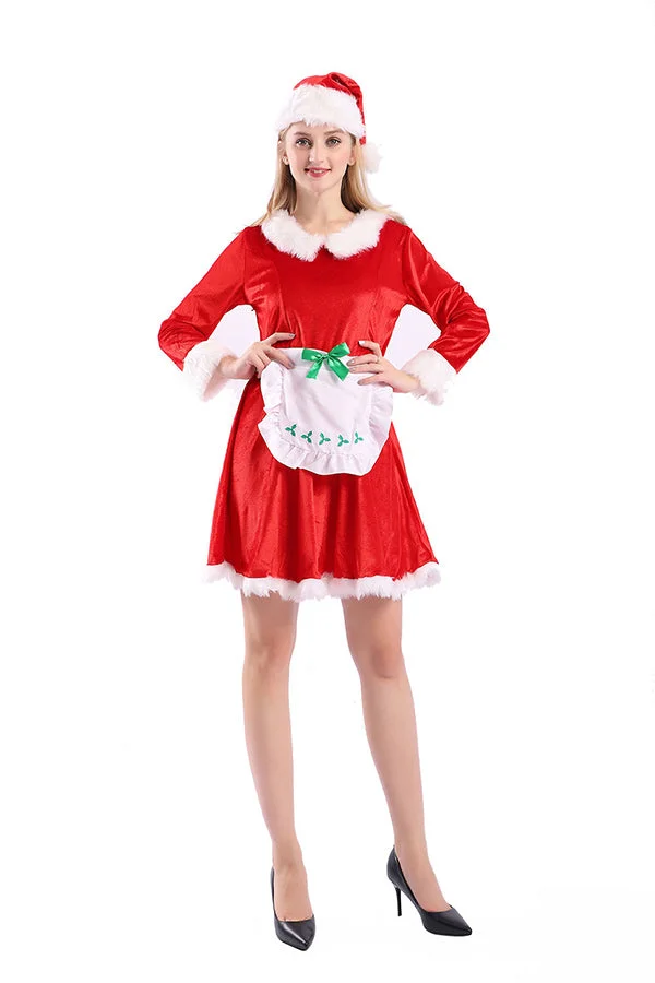 Mrs Claus Costume Adult Deluxe Christmas Santa Suit-elleschic