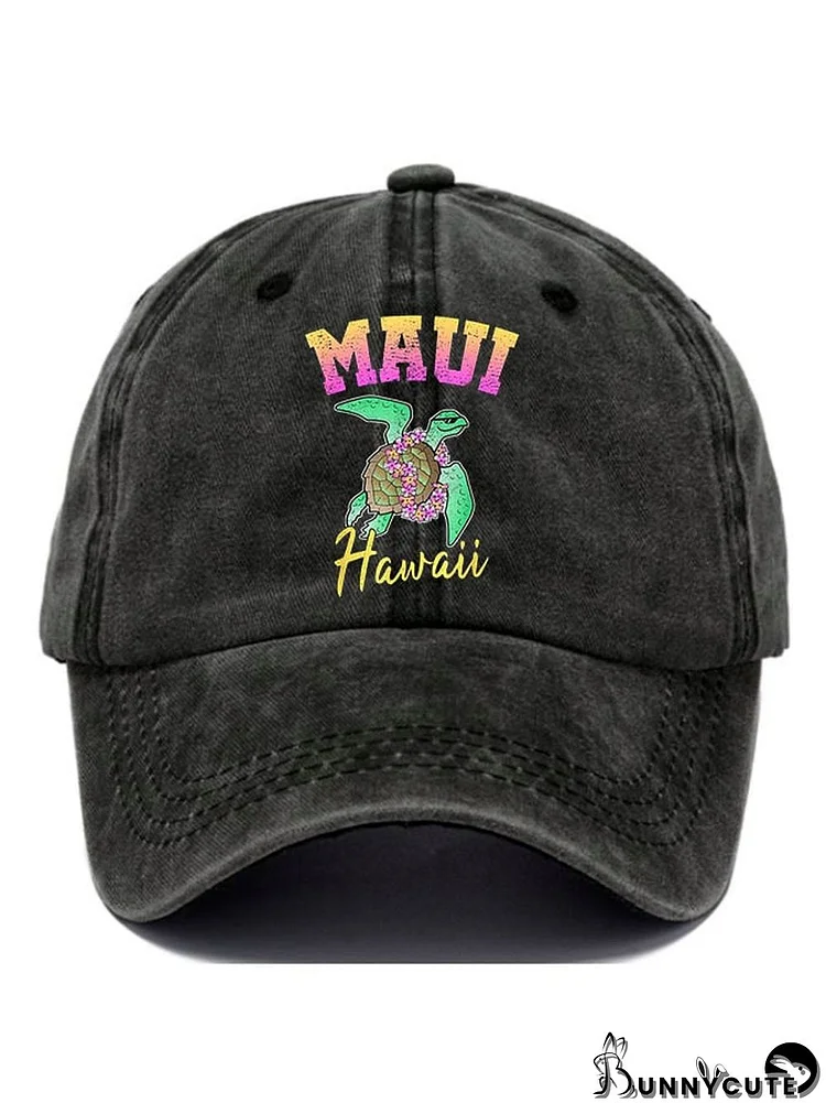 Maui Hawaii Sea Turtle Print Baseball Cap