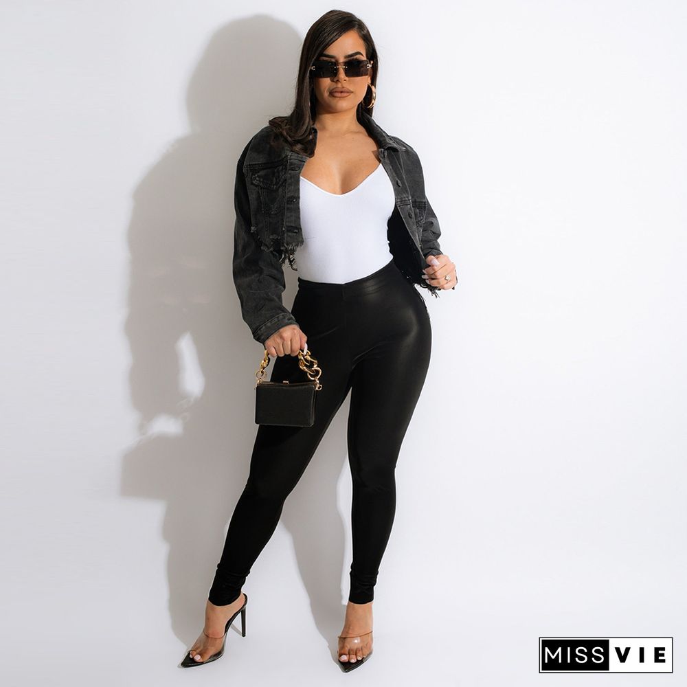 Vintage Outerwear Button Down Cropped Denim Jacket